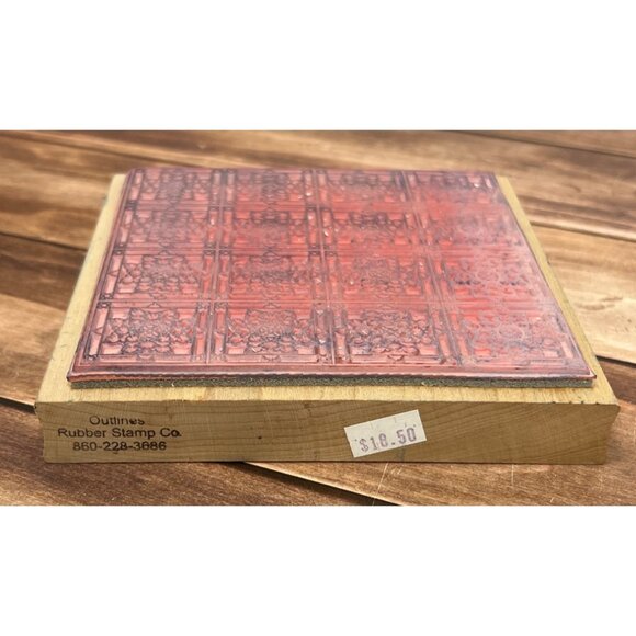 VERY HTF RARE OUTLINES RUBBER STAMP CO WOOD MOUNTED SNOWFLAKE BLOCK QUILT FLOWER - Picture 3 of 4